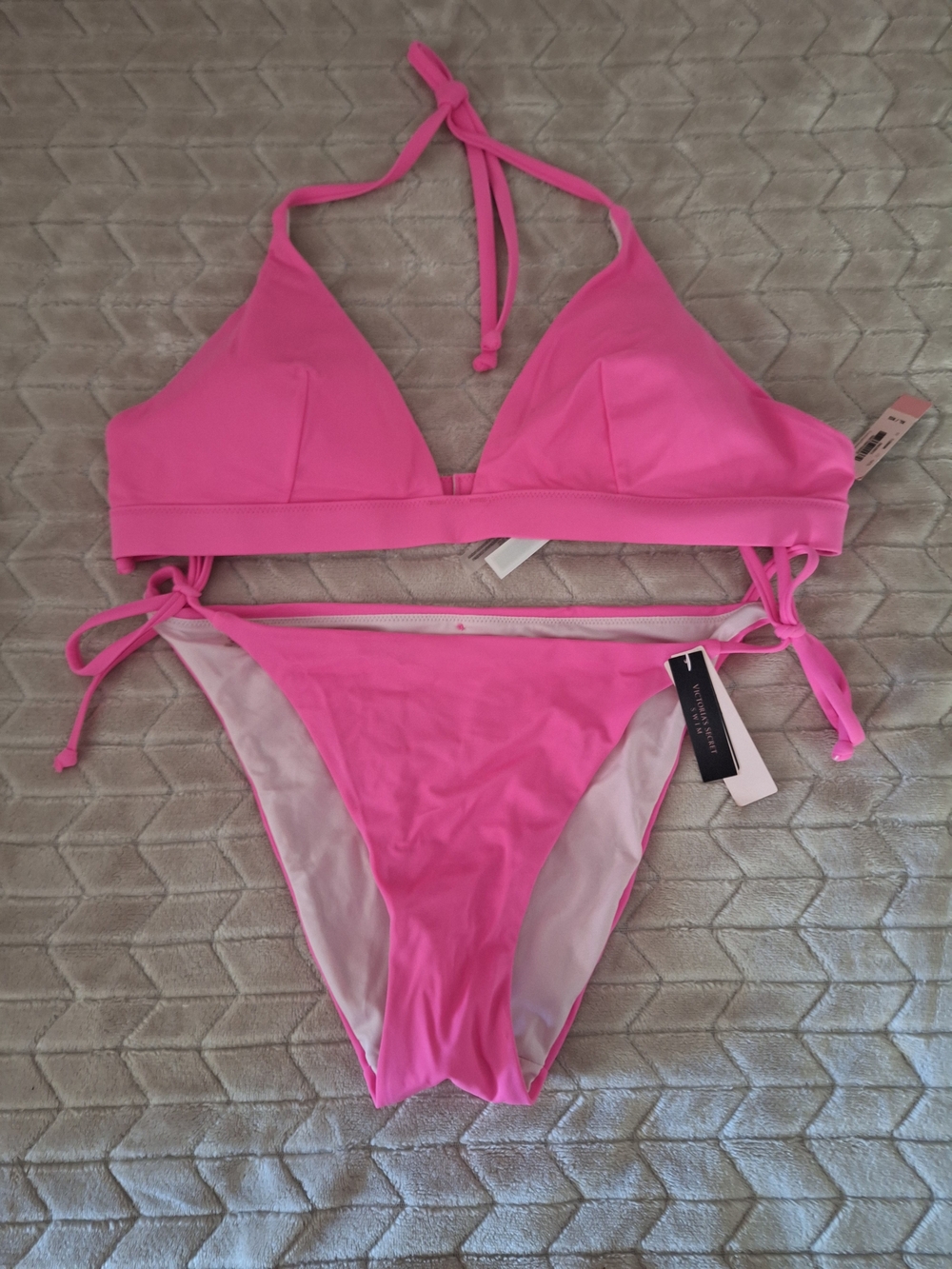 Victoria's Secret Hot Pink Triangle Tie-Side Bikini Set
